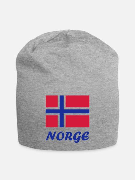 Norwegische Flagge - Jersey-Beanie - Grau meliert