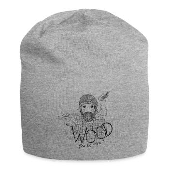 Wood you be mine? Bärtiger Holzfäller - Jersey-Beanie - Grau meliert - Vorne