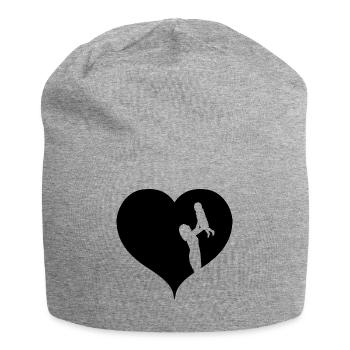 Woman kid heart family gift idea - Jersey Beanie - heather grey - Front