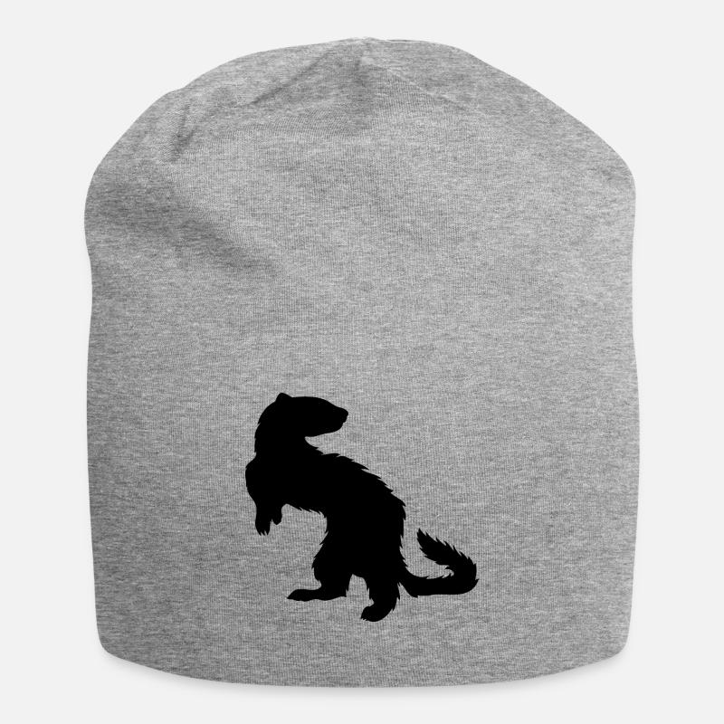 Frettchen Wiesel Marder Haustier Geschenk - Jersey-Beanie - Grau meliert
