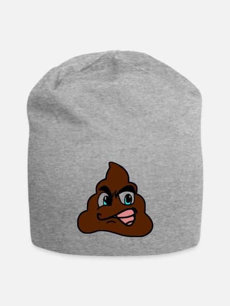 Kackhaufen-Emoji - Jersey-Beanie - Grau meliert