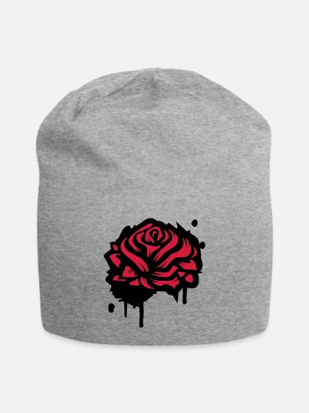 Une rose comme un graffiti - Bonnet en jersey - gris chiné