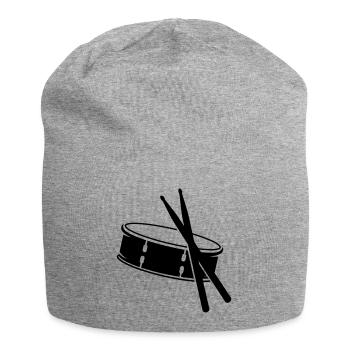 Trommel und Sticks - Jersey-Beanie - Grau meliert - Vorne