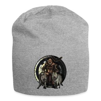 Odin der Allvater: Mit Wölfen und Raben - Jersey-Beanie - Grau meliert - Vorne