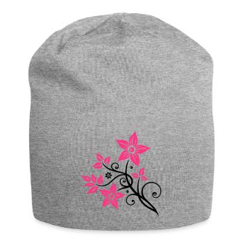 Beautiful, filigree flowers. Floral element. - Jersey Beanie - heather grey - Front