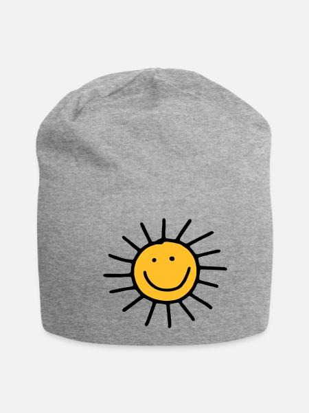 Sonne - Jersey-Beanie - Grau meliert