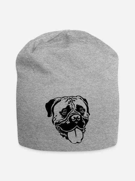 Bullmastiff Kopf - Jersey-Beanie - Grau meliert