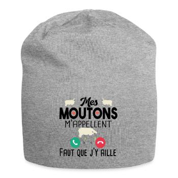 Mouton Brebis Agneau Ferme Cadeau Citations Humour - Bonnet en jersey - gris chiné - Devant