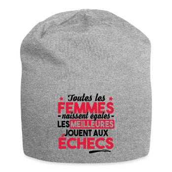 Jeux d'échecs Cadeau Humour Amie Collègue - Bonnet en jersey - gris chiné - Devant
