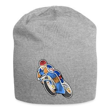Wheelie at Motorbike Race - Watercolors bright - Jersey Beanie - heather grey - Front