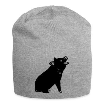 Logo de cochon joyeux Image d’ombre - Bonnet en jersey - gris chiné - Devant