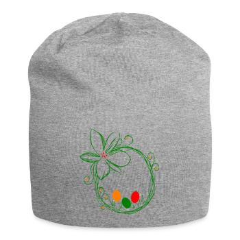 Osternest mit Ostereier - Jersey-Beanie - Grau meliert - Vorne