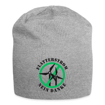 Flatterstrom Nein Danke, Windkraft Nein Danke - Jersey-Beanie - Grau meliert - Vorne