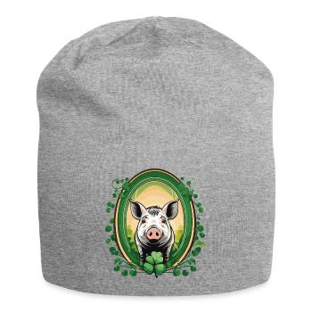 Cochon chanceux - Bonnet en jersey - gris chiné - Devant