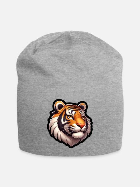 Tiger Kopf Comic - Jersey-Beanie - Grau meliert
