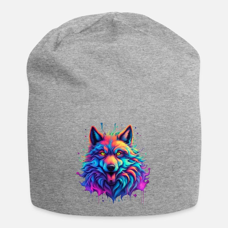 Pop Art Wolf - Jersey Beanie - heather grey