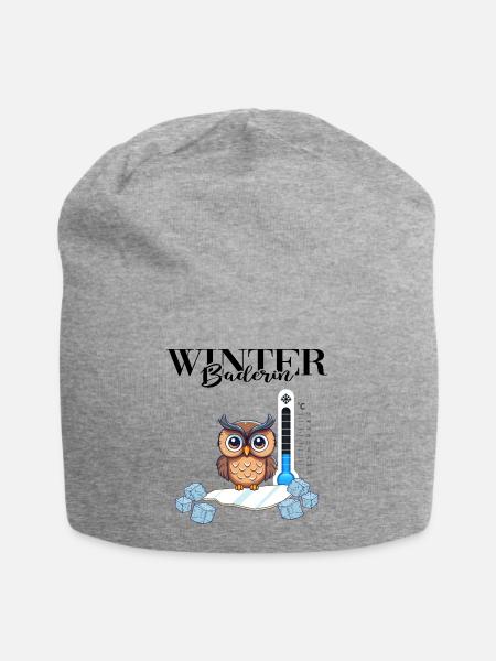 Winterbaderin Eisbaden Winterschwimmen Wintereule - Jersey-Beanie - Grau meliert