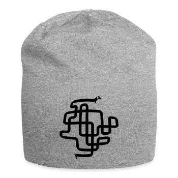 funny sausage dog, wiener dog, dachshund - Jersey Beanie - heather grey - Front