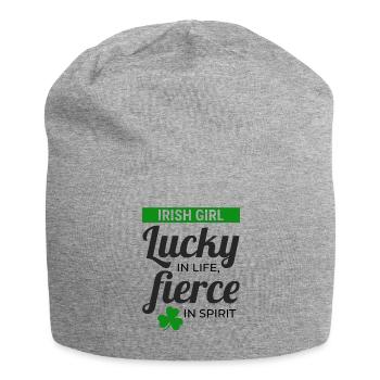 Irish Girl: Lucky & Fierce Humour - Jersey Beanie - heather grey - Front