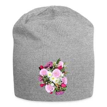 Blumenstrauß – Pastellträume - Jersey-Beanie - Grau meliert - Vorne