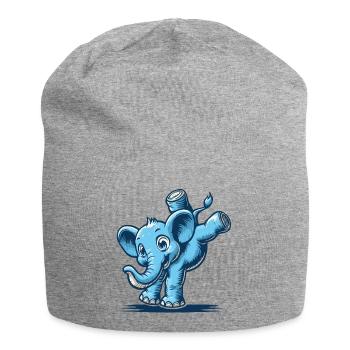 éléphant de dessin animé bleu faisant le poirier - Bonnet en jersey - gris chiné - Devant