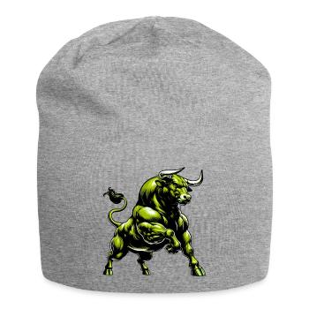 Stier - Jersey-Beanie - Grau meliert - Vorne