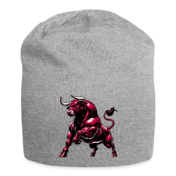 Stier - Jersey-Beanie - Grau meliert - Vorne