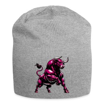 Stier - Jersey-Beanie - Grau meliert - Vorne