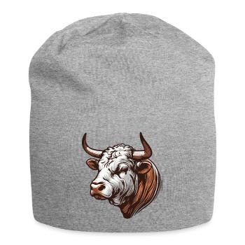 Stier - Jersey-Beanie - Grau meliert - Vorne