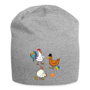 Hühner mit Ostereier - Jersey-Beanie - Grau meliert - Vorne