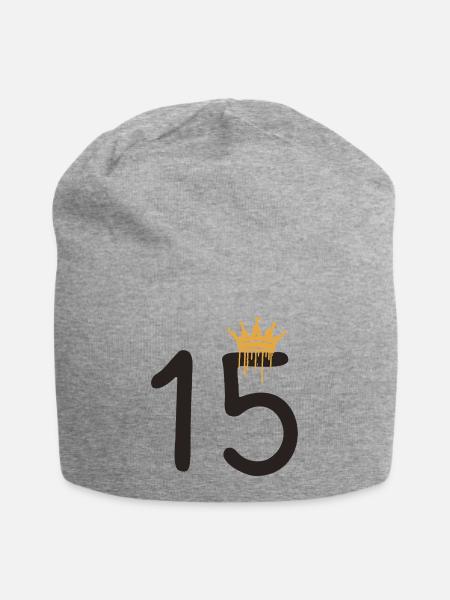 15 - Jersey-Beanie - Grau meliert