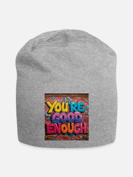 Inspirierende Graffiti-Textkunst - Jersey-Beanie - Grau meliert