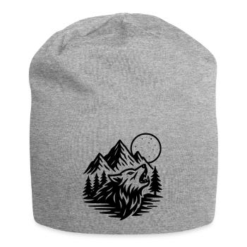Loup de pleine lune - Bonnet en jersey - gris chiné - Devant