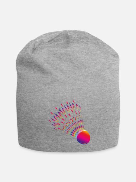 Bunter Federball – dynamisches Badminton Motiv - Jersey-Beanie - Grau meliert