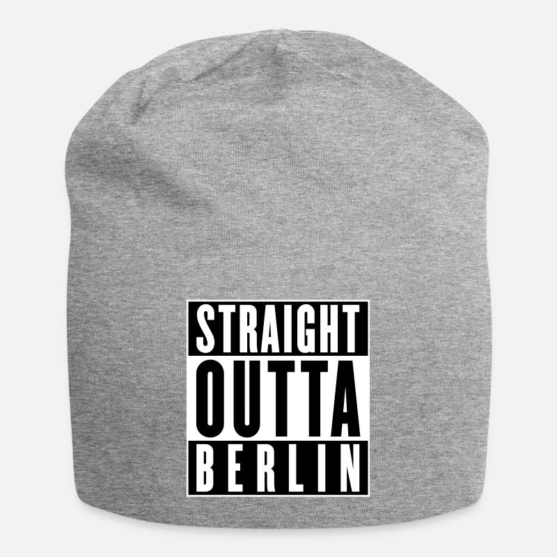 Straight outta Berlin (änderbare Farben) - Jersey-Beanie - Grau meliert