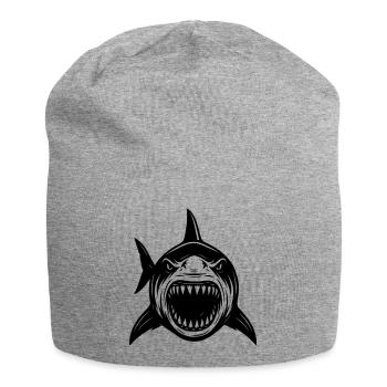 Weißer Hai Shark Attack Angriff  - Jersey-Beanie - Grau meliert - Vorne