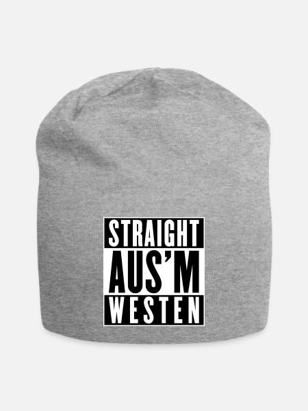 Straight aus'm Westen (Farben änderbar) - Jersey-Beanie - Grau meliert
