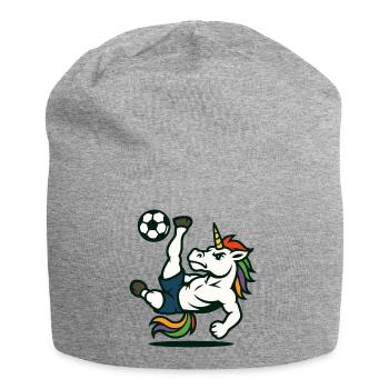 Unicorn Soccer Mascot Doing Bicycle Kick - Jersey Beanie - heather grey - Front
