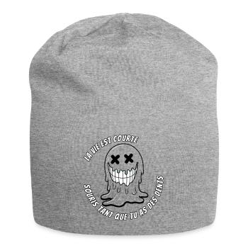 Das Leben ist courte.TR - Jersey-Beanie - Grau meliert - Vorne