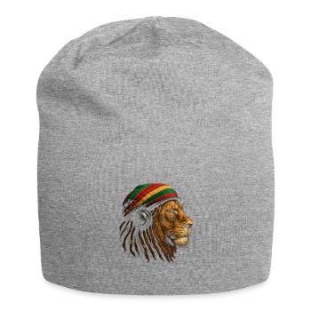 Lion avec un casque rastafari - Bonnet en jersey - gris chiné - Devant
