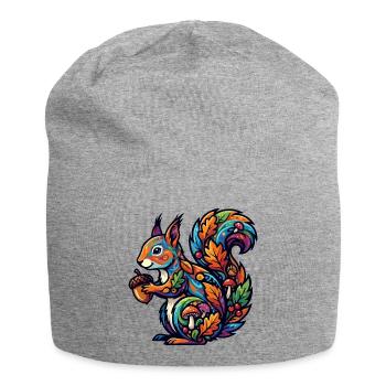 Buntes Eichhörnchen Herbstzauber Nuss Waldbewohner - Jersey-Beanie - Grau meliert - Vorne