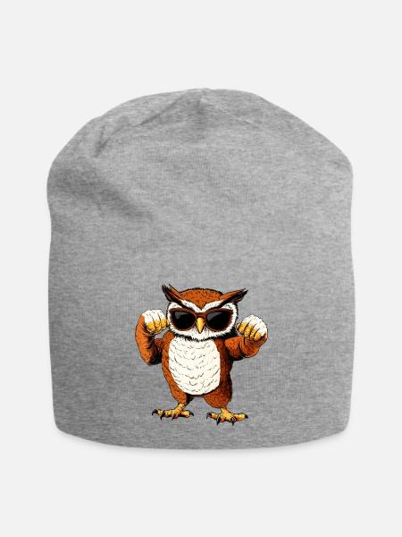 Fitness Eulen - Jersey-Beanie - Grau meliert