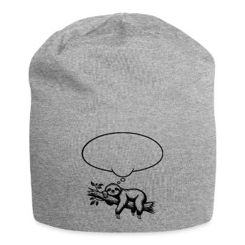 Faultier_chillend_mit_Denkblase - Jersey-Beanie - Grau meliert - Vorne