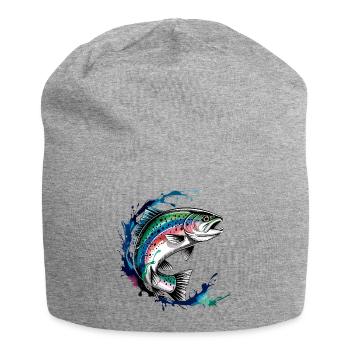 Springende Forelle Forelle Sprung - Jersey-Beanie - Grau meliert - Vorne