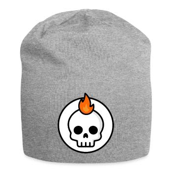 Cute Doom Skull Fire Graphic - Jersey Beanie - heather grey - Front