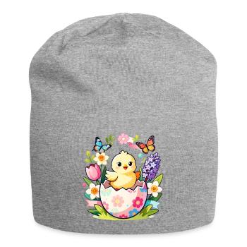 Poussin dans l’œuf floral éclot - Bonnet en jersey - gris chiné - Devant