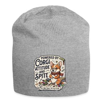 Attitude et Rancune Un Chien Drôle Powered By Corgi - Bonnet en jersey - gris chiné - Devant