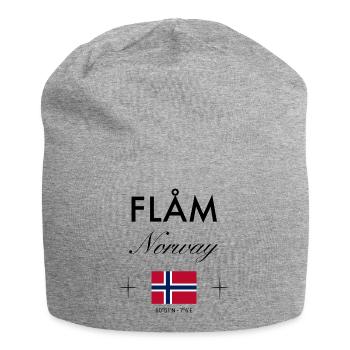 Flåm, Norvège, coordonnées, voyage, souvenir - Bonnet en jersey - gris chiné - Devant