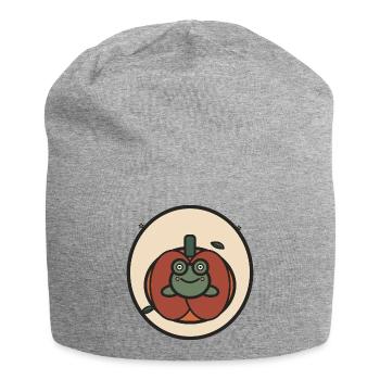 Kawaii frog in pumpkin - Jersey Beanie - heather grey - Front