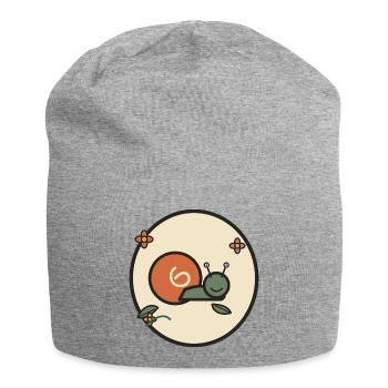 Soft Snail in Flower Circle - Jersey Beanie - heather grey - Front